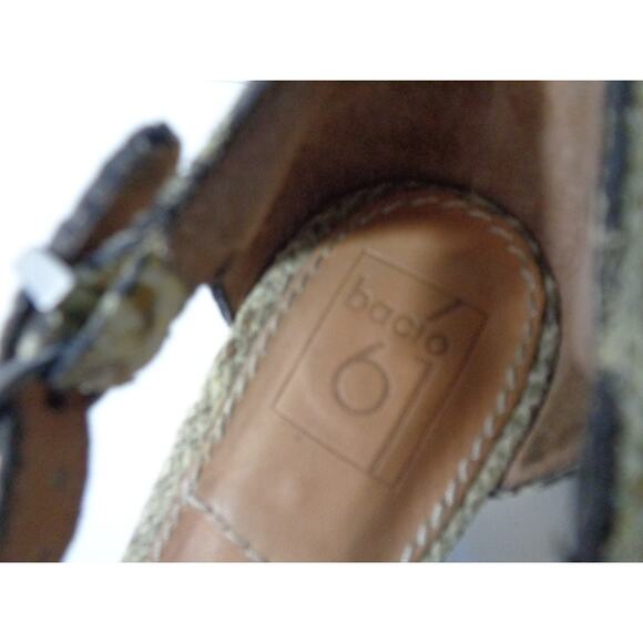 BACIO 61 Cadorago 7.5M Tan Taupe Snake Leather Bronze Chain Wedge Sandals Shoes - Picture 7 of 8